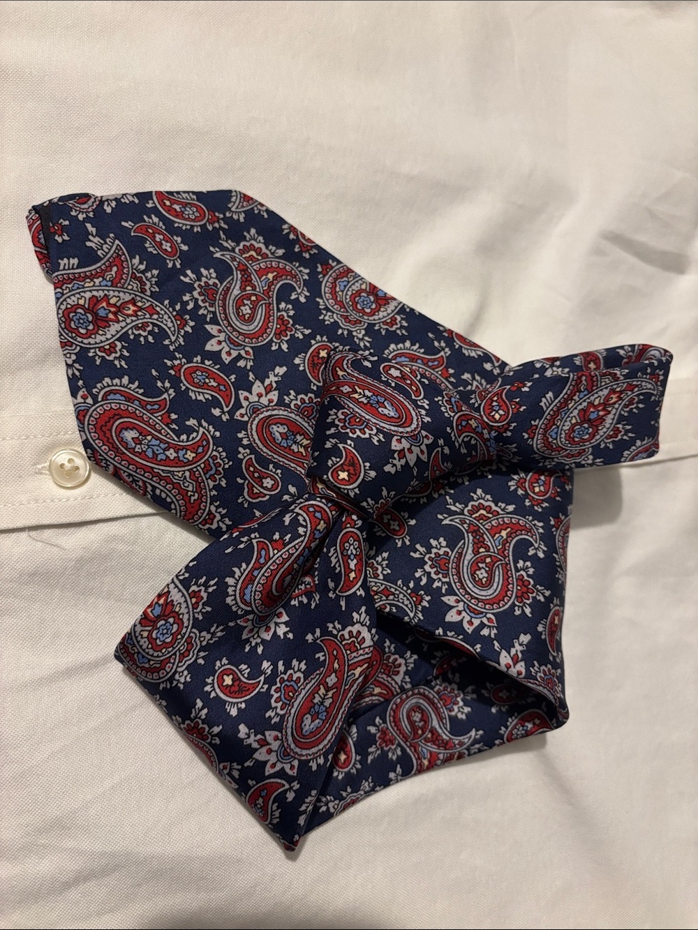 Lanvin Paris 100% Silk Paisley Tie Navy Red